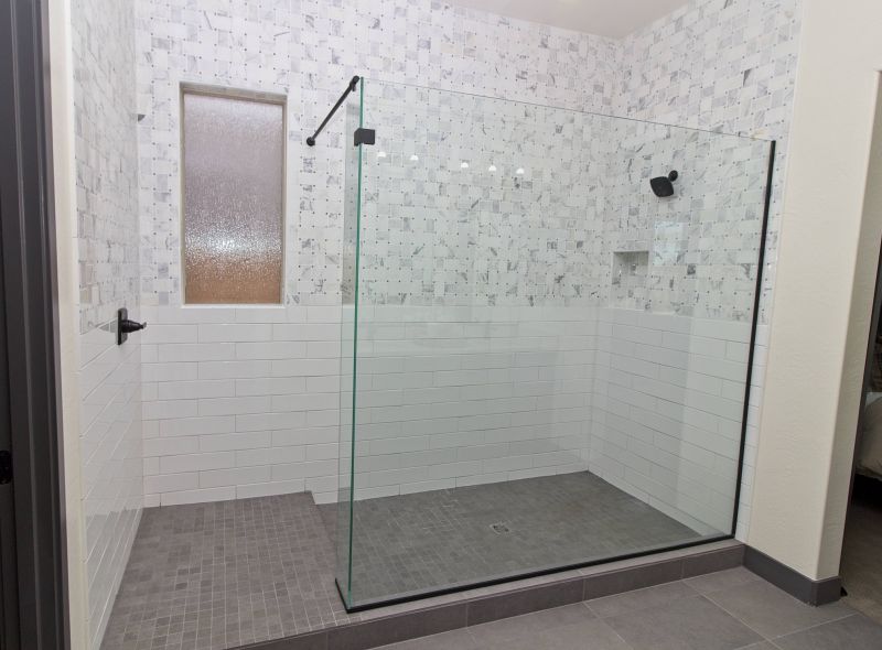 Minimalist Shower with Large Tiles